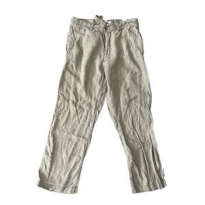 Old Navy Loose Linen Pants Men 34x30 Brown Slacks Trousers Beach Vacation Casual